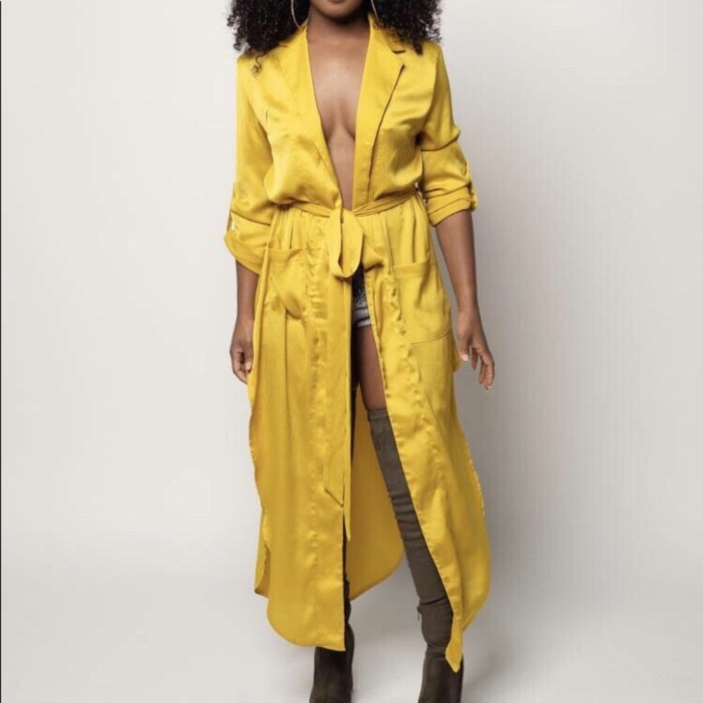 Mustard Yellow Belted Long Sleeve Maxi Shirt